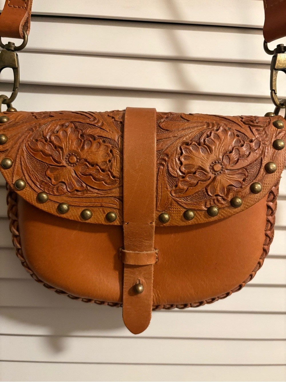 NWT 100% leather intricate crossbody purse